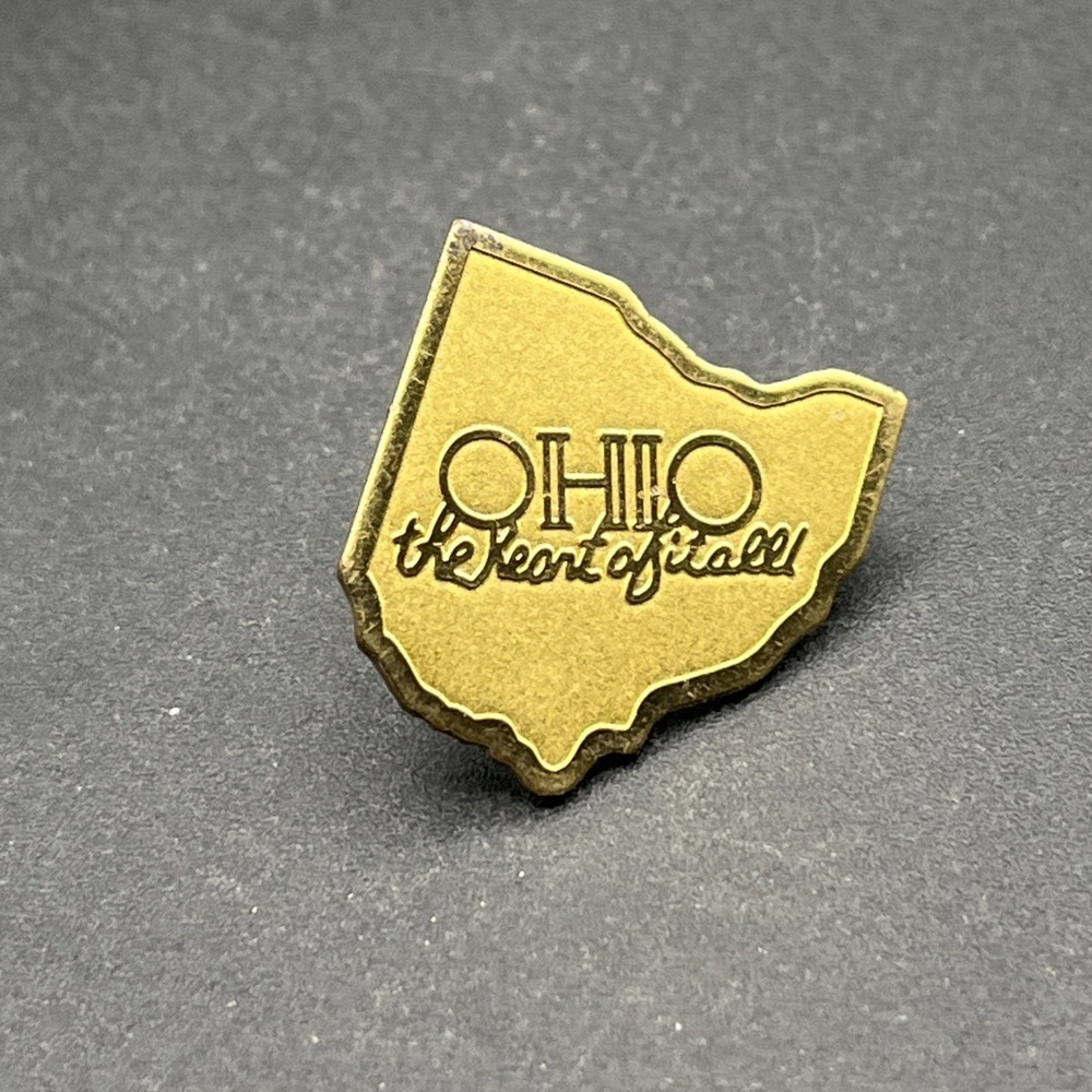 Ohio‎ The Heart Of It All State Outline Gold Tone Lapel Hat Pin